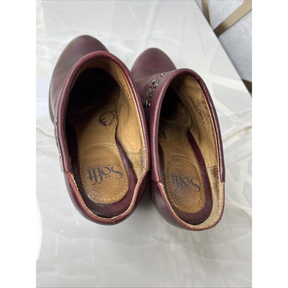 Sofft Gila Clogs Mules Women 9 Eu 40.5 Red Leather Studded Heels Slip Shoes On - Picture 10 of 11